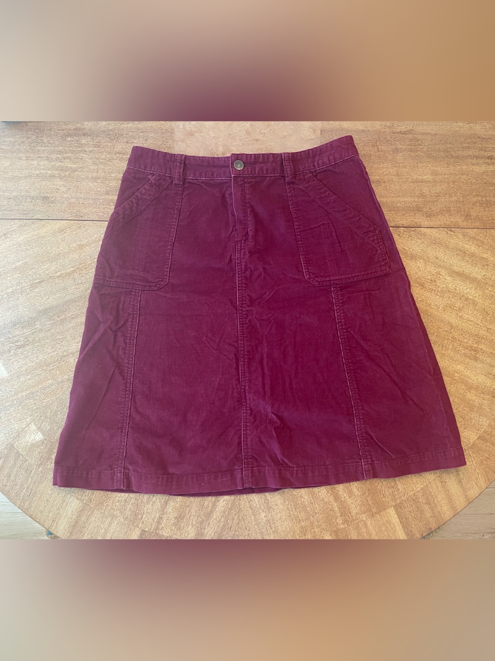 Eddie Bauer Burgundy Corduroy A-Line Skirt